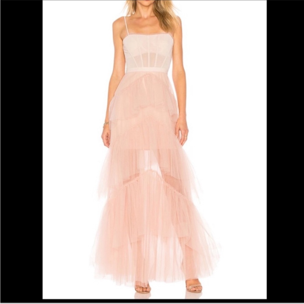 BRAND NEW BCBG OLY TIERED CORSET TULLE RUFFLE GOWN